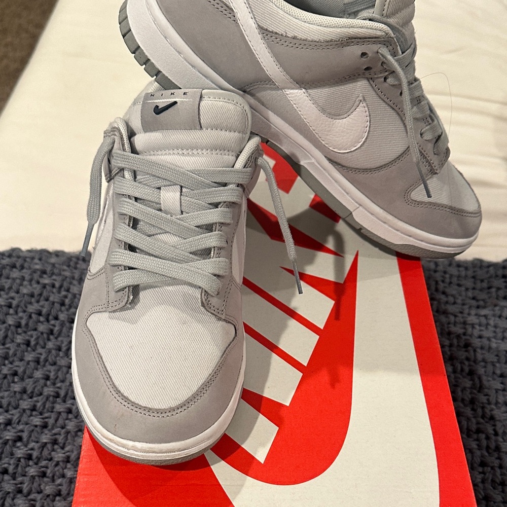 Nike Dunks Light Gray and White Athletic Shoes